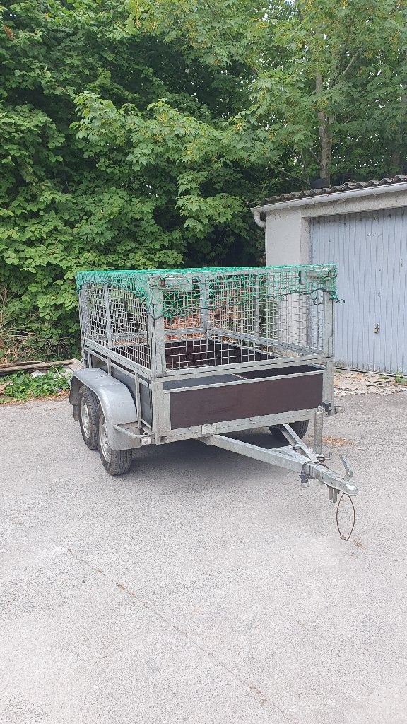 Remorque double essieux 750kg avec grillage 2,25cm/1,30cm, Ophalen of Verzenden, Zo goed als nieuw