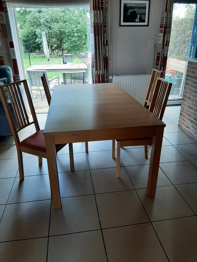 Table extensible + 4 chaises, Ophalen, Overige materialen, Gebruikt, 50 tot 100 cm