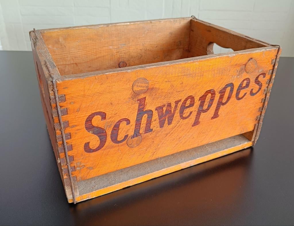 Vintage Schweppes houten krat - 1969., Antiek en Kunst, Ophalen of Verzenden