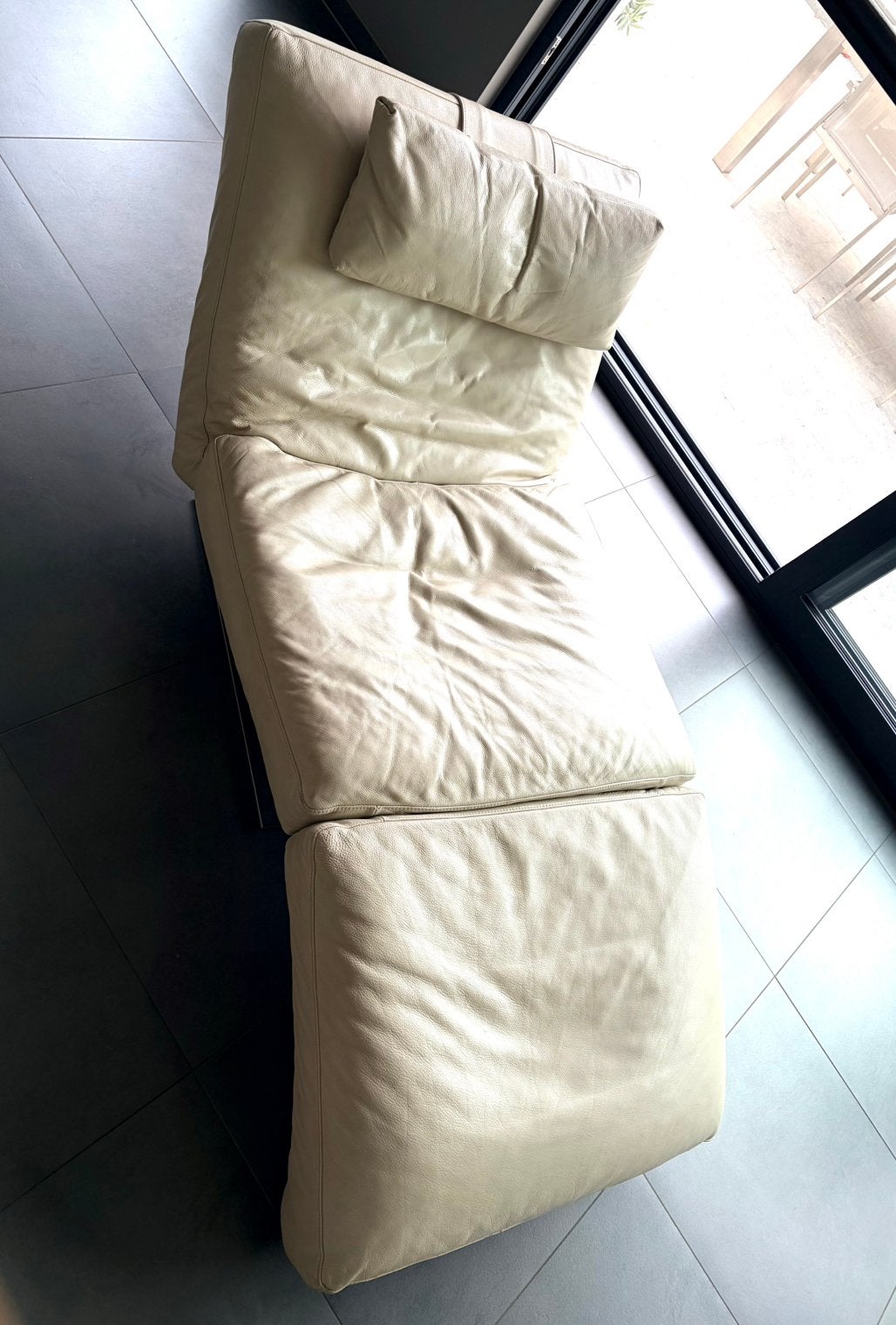 Natuzzi originele chaise longue vintage, Ophalen, Eenpersoons, Leer, Zo goed als nieuw