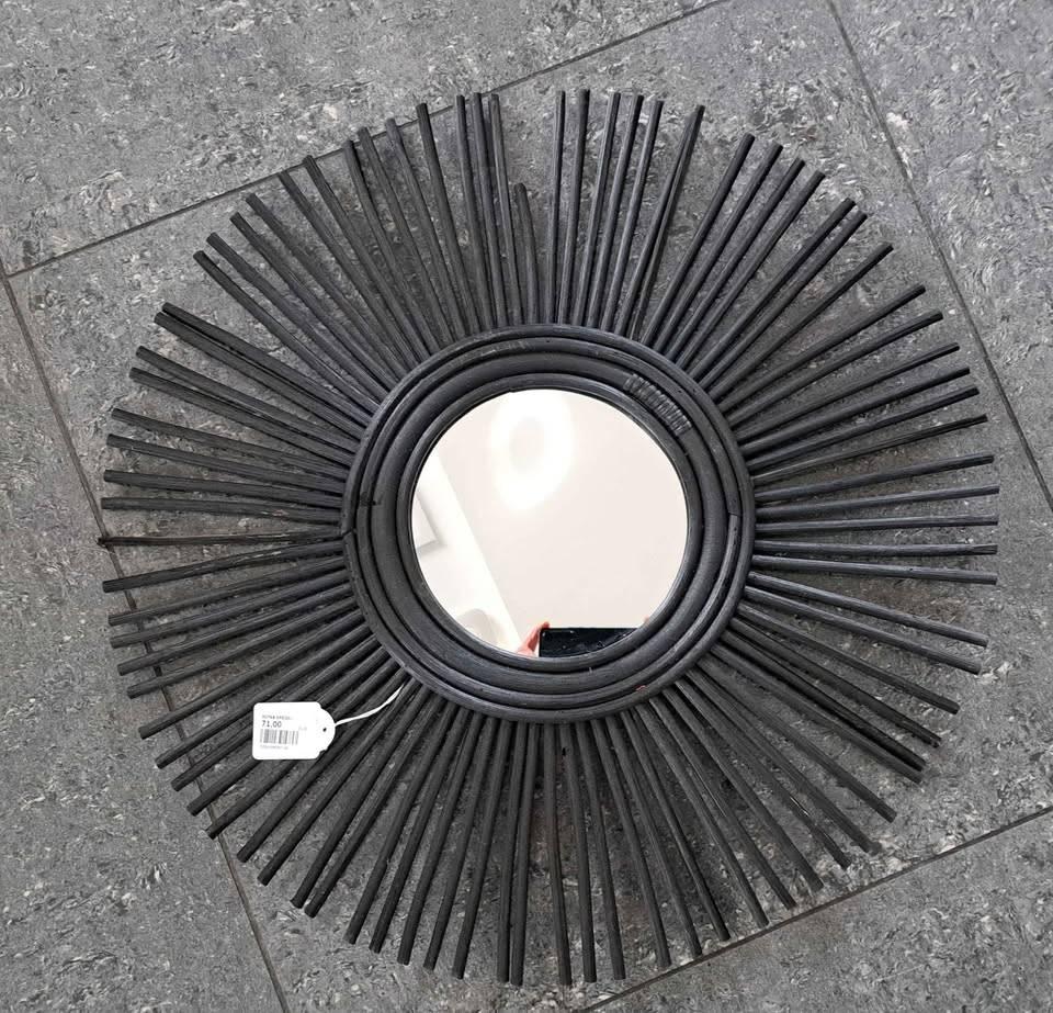 Rotan spiegel, Moins de 100 cm, Rond, Comme neuf, Enlèvement