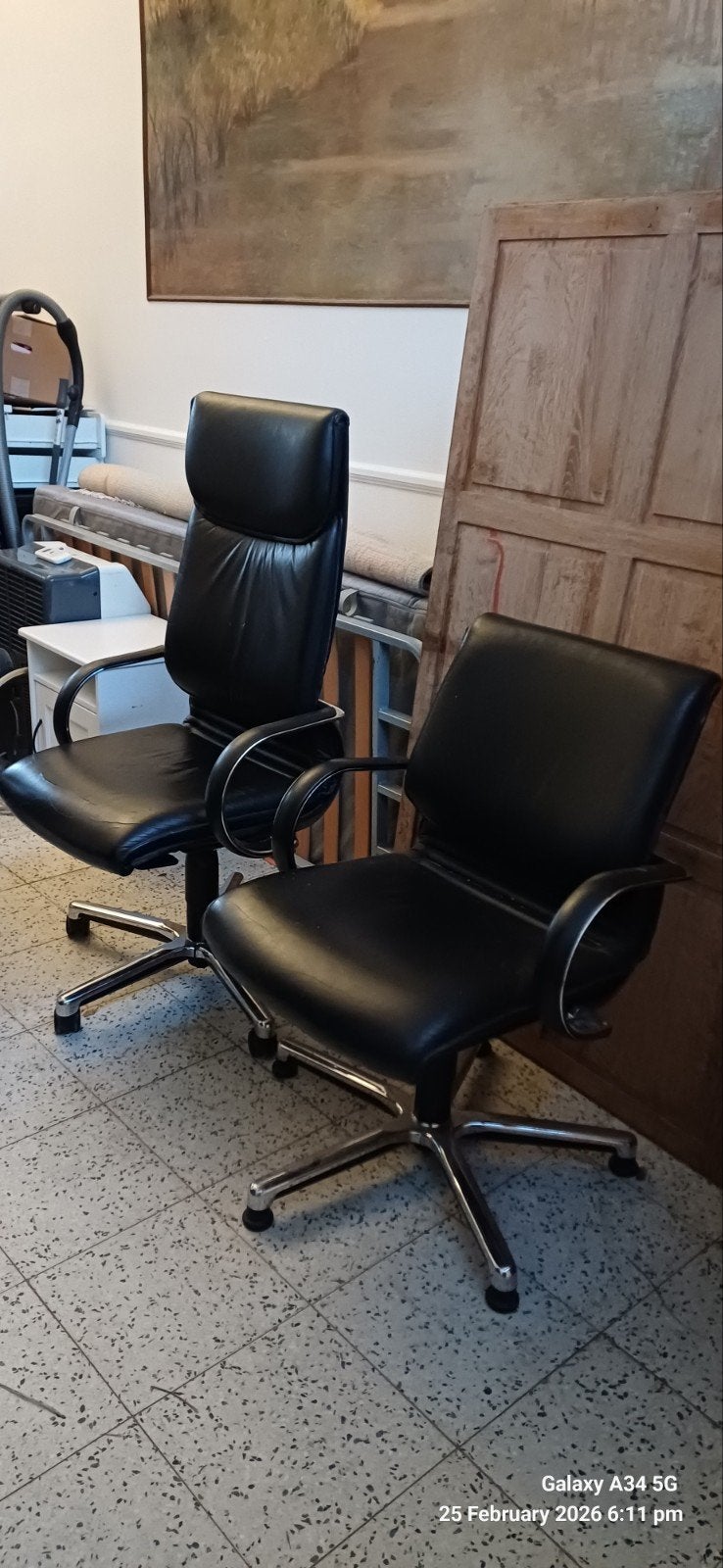 Fauteuil de bureau en cuir, Enlèvement, Utilisé, Noir, Chaise de bureau