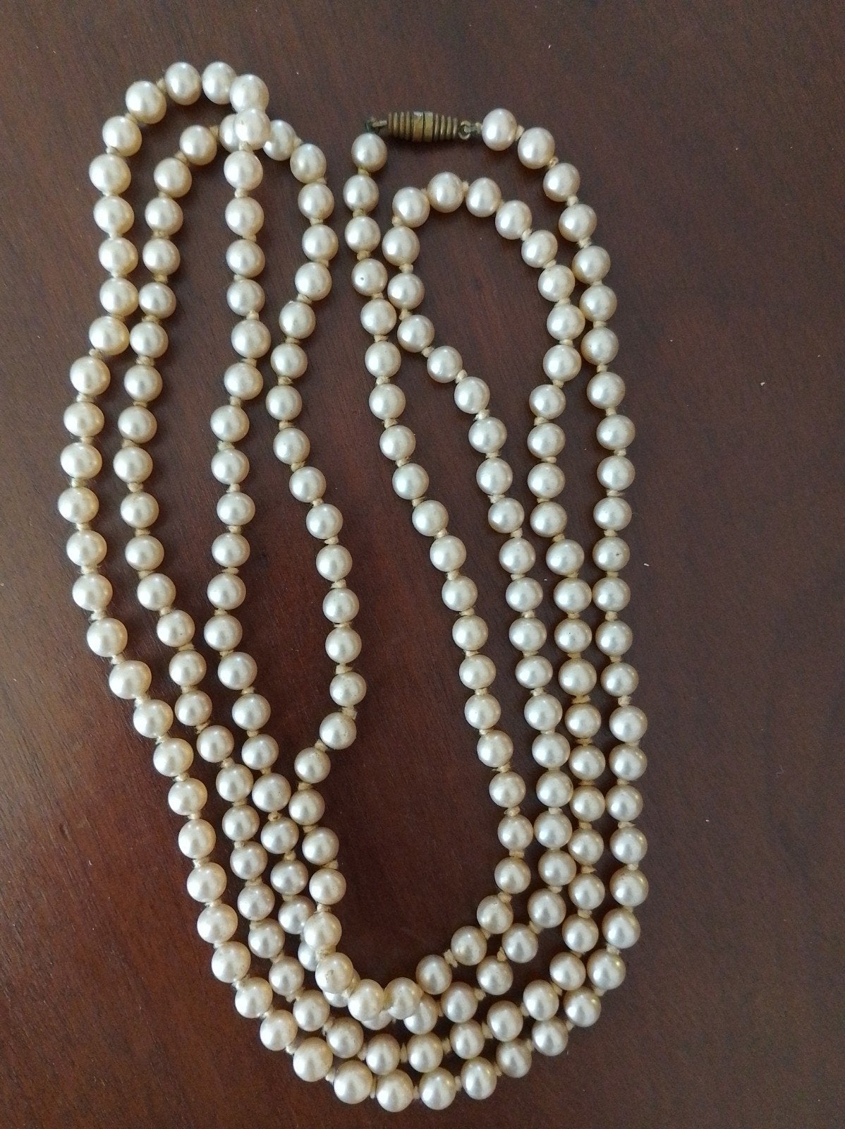 heel lange oude kunst parelketting, Handtassen en Accessoires, Antieke sieraden, Ophalen of Verzenden
