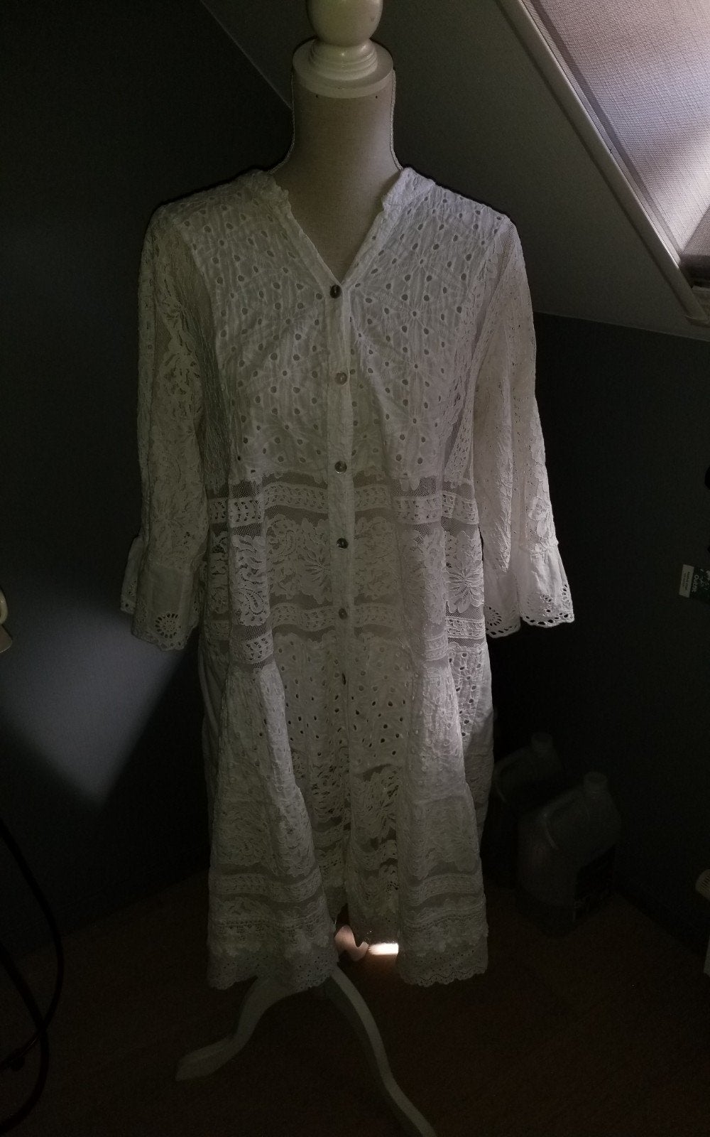 mooi wit kanten kleedje XL, Wit, Maat 46/48 (XL) of groter, Ophalen of Verzenden, Zo goed als nieuw