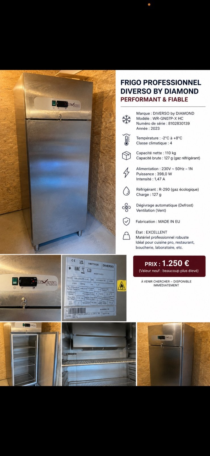 Frigo Professionnel Diverso by Diamond, Enlèvement