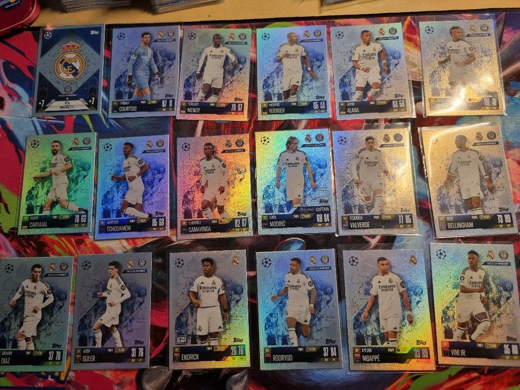 Voetbal kaarten Topps Real Madrid Mbappe enz.., Ophalen of Verzenden, Nieuw, Meerdere plaatjes