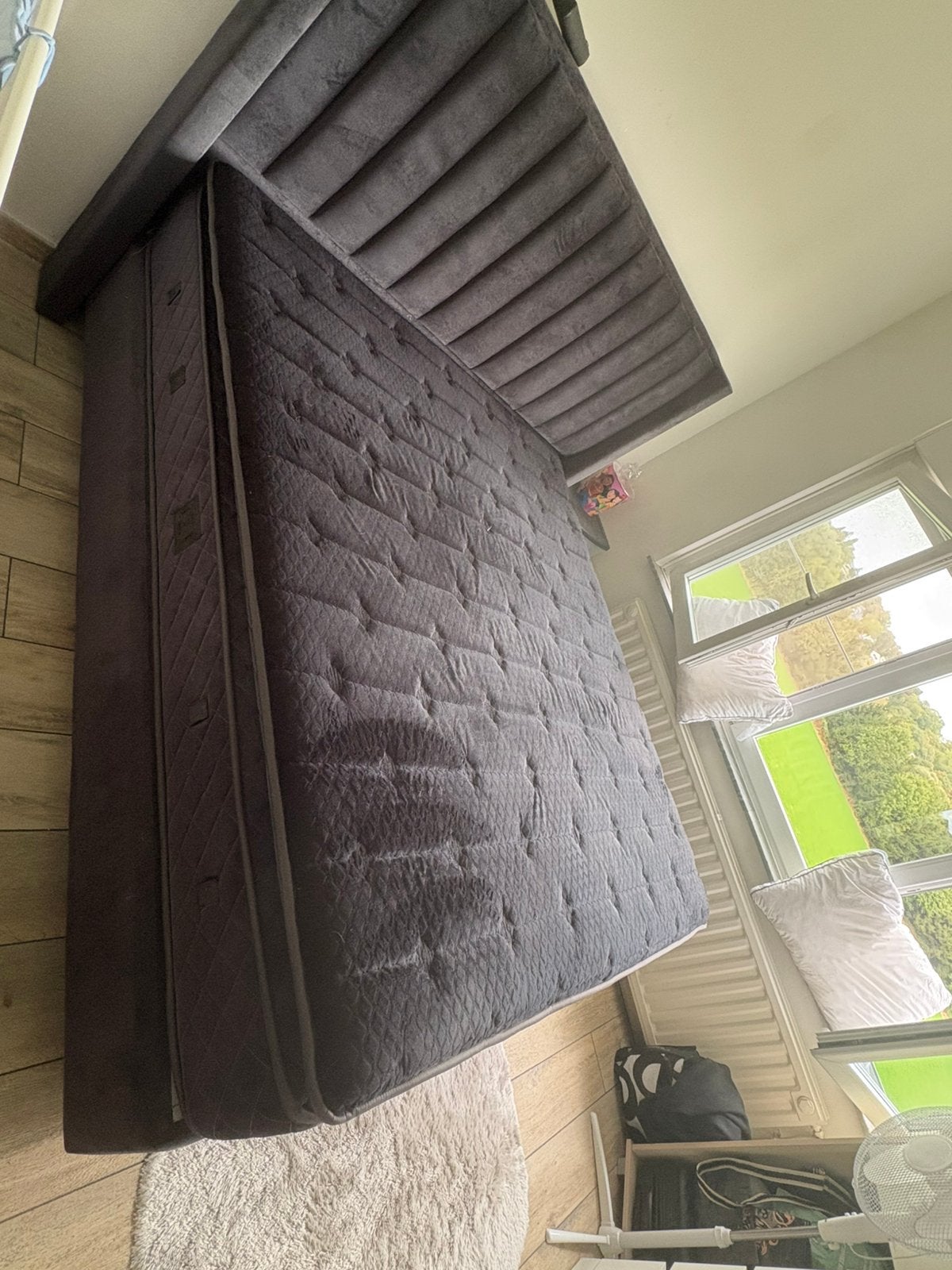 Lit BoxSpring 180x200 BlackBerry, Maison & Meubles, Enlèvement, Utilisé, Une personne, Noir