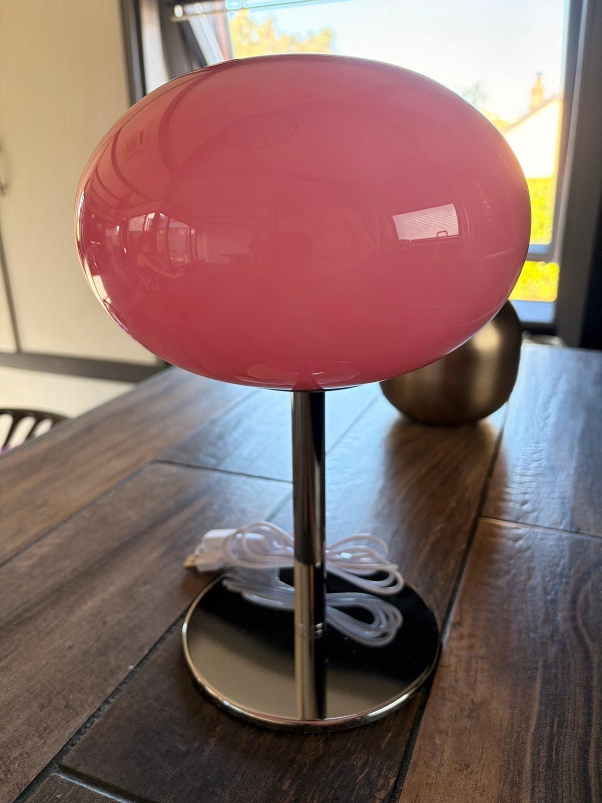 Lampe rose pied en metal, Rose, Envoi, Comme neuf, Verre