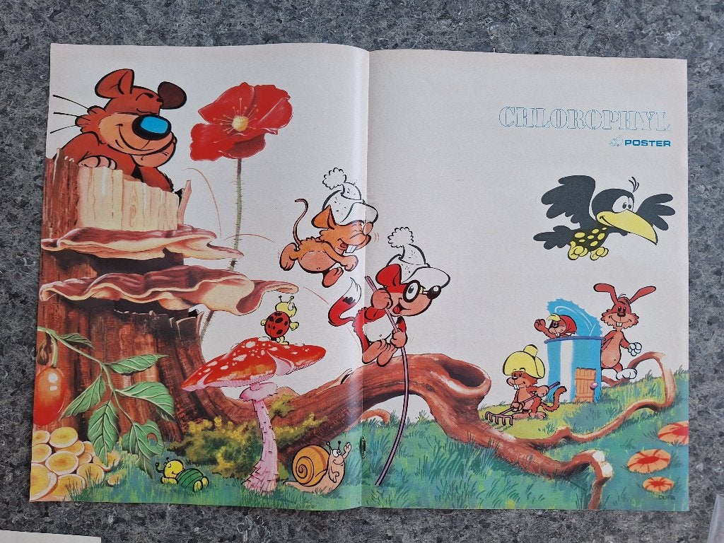 Dupa Macherot Chloropohyl - Poster Kuifje (1971), Ophalen of Verzenden, Overige figuren, Zo goed als nieuw, Plaatje, Poster of Sticker