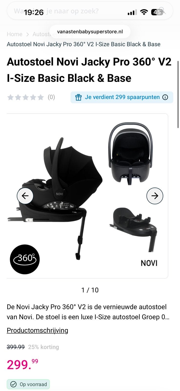 Autostoel + draaisysteem  Novi Jacky Pro 360 V2, Kinderen en Baby's, Ophalen, Nieuw, Overige merken