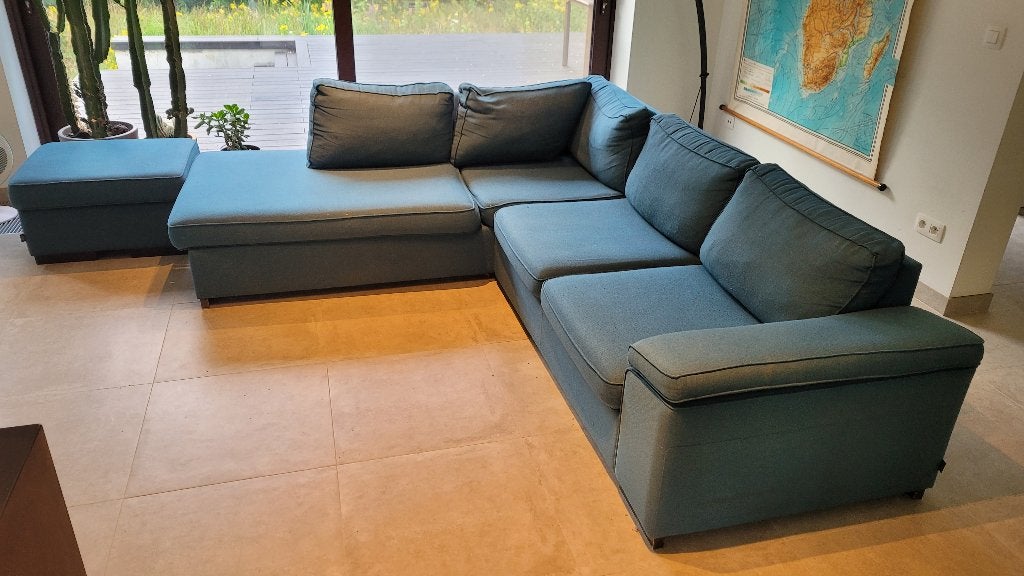 Sofa chaise longue Henders & Hazel zachtblauw, Ophalen, 250 tot 300 cm, Gebruikt, 75 tot 100 cm