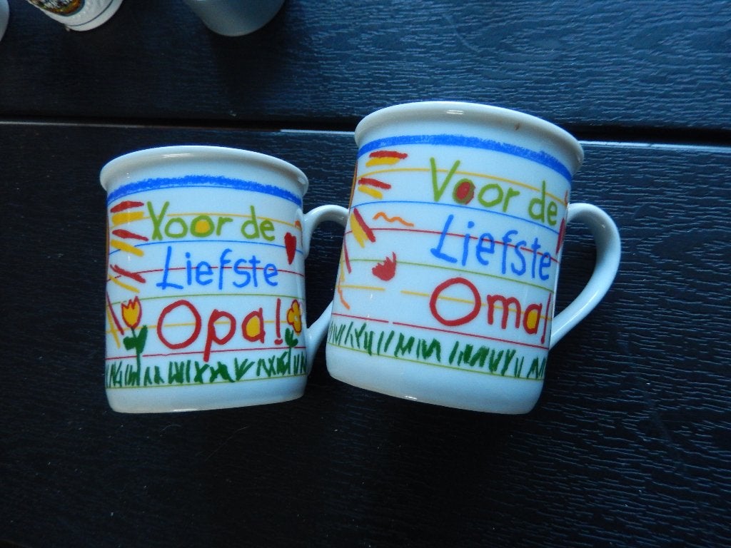 Opa en Oma beker (zgan), Ophalen of Verzenden, Zo goed als nieuw, Kan