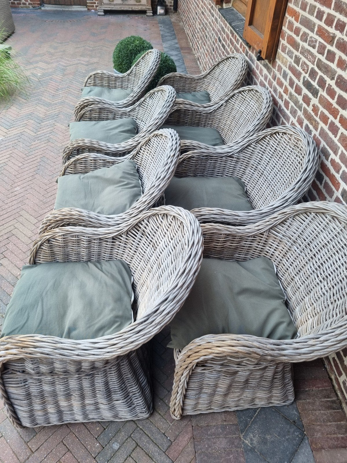8 landelijke tuinstoelen art., Ophalen, Gebruikt, Rotan, .