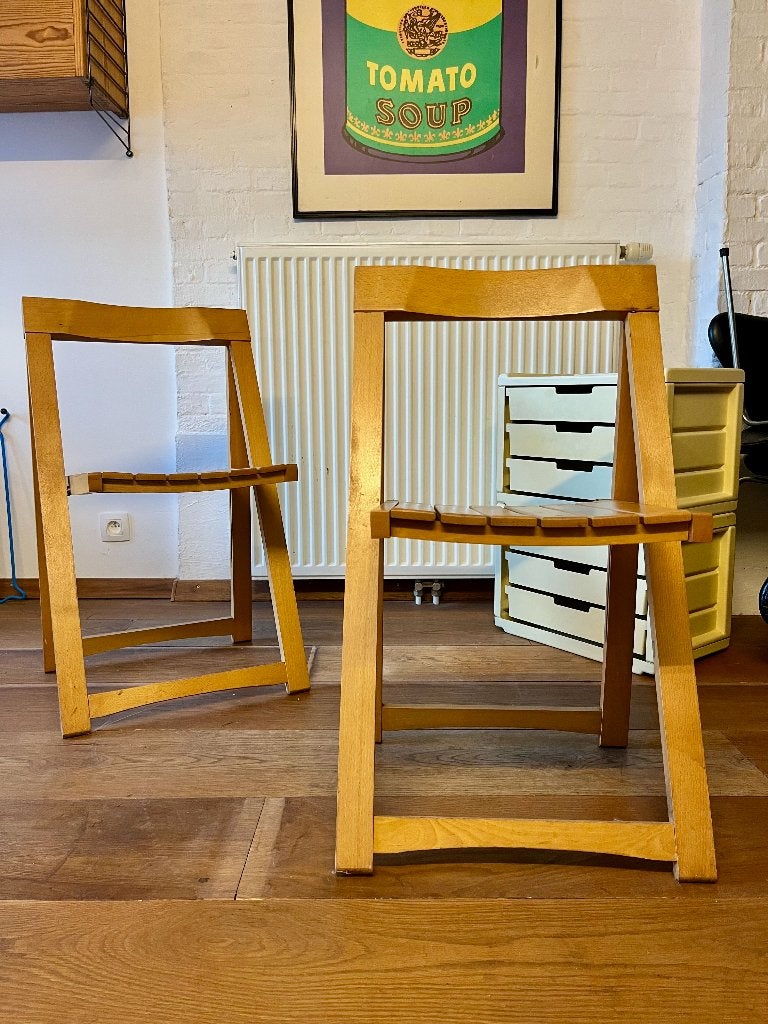 Set 2x Aldo Jacober ‘Trieste’ klapstoel  Italië jaren 60, Huis en Inrichting, Ophalen, Hout, Twee