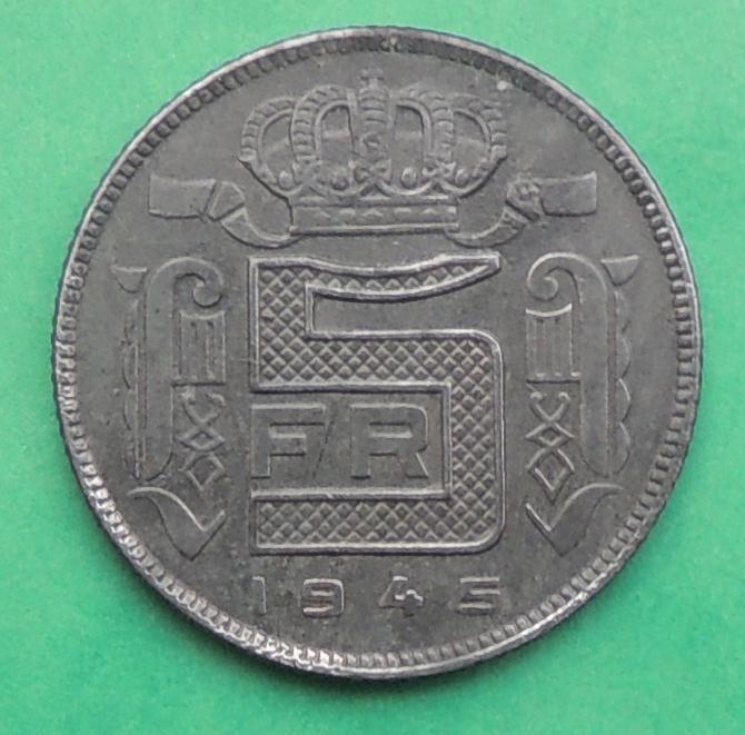 1945 5 francs FR, Timbres & Monnaies, Monnaies | Belgique, Envoi, Métal, Monnaie en vrac