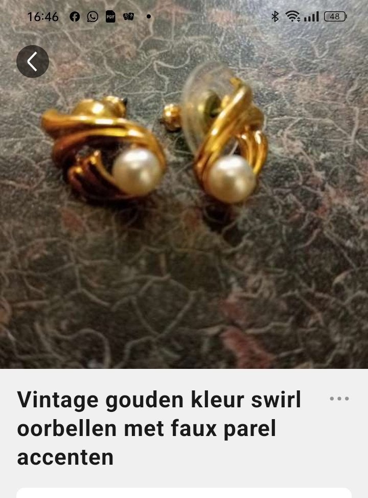 gouden kleur oorbellen met parel, Bijoux, Sacs & Beauté, Boucles d'oreilles, Enlèvement ou Envoi, Or