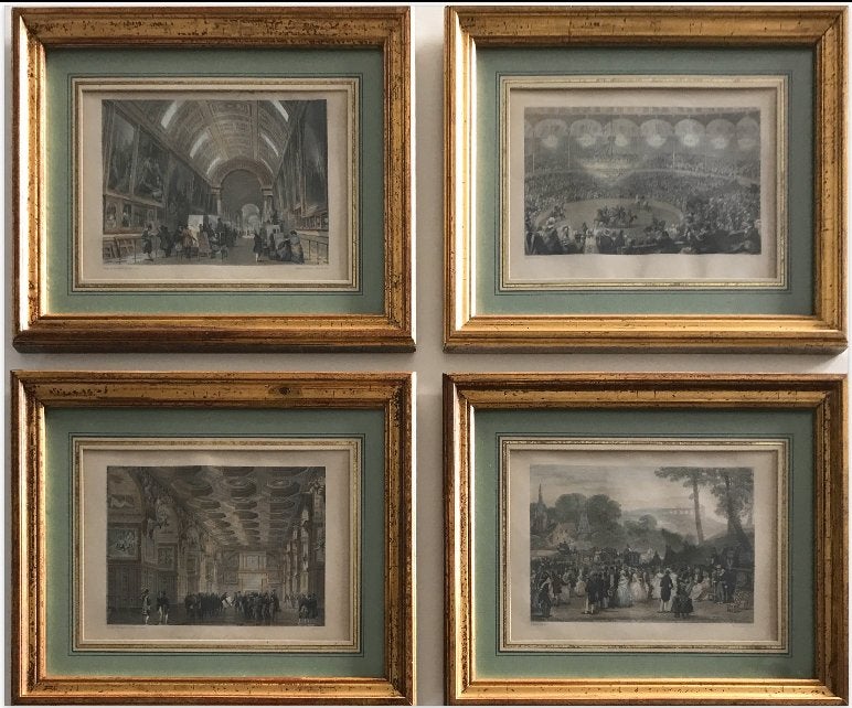 4 lithographies d'Eugene Lami et al., Encadré, Autres sujets, Enlèvement, Lithographie