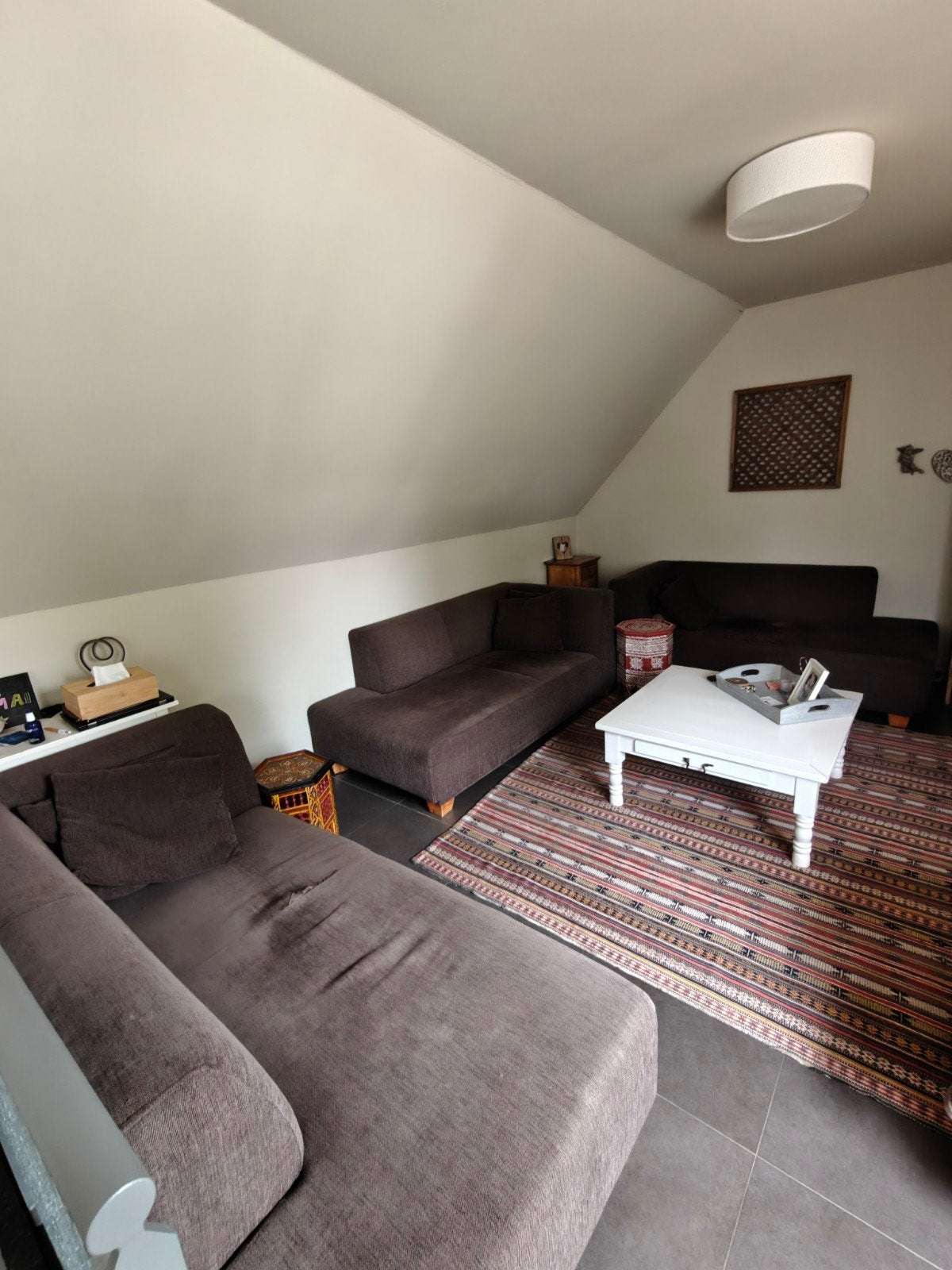 GRATIS - 3 bruine longchair zetels, Huis en Inrichting, Ophalen