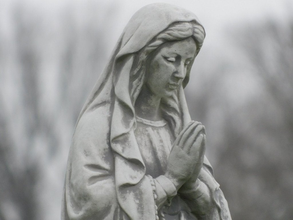 Beeld Maria - 80 cm - Steen, Tuin en Terras, Ophalen of Verzenden, Steen, Mensenbeeld
