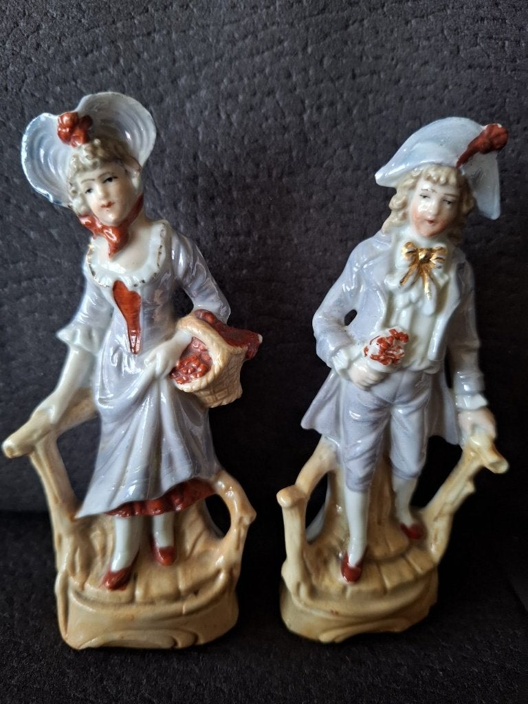 Vintage Porseleinen Beeldjes: Man en Vrouw., Enlèvement ou Envoi, Comme neuf, Humain