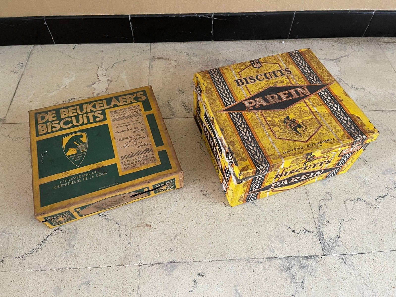 Vintage blikken koekblikken Parein en De Beukelaer, Verzamelen, Ophalen, Gebruikt, Koek(jes), Overige merken