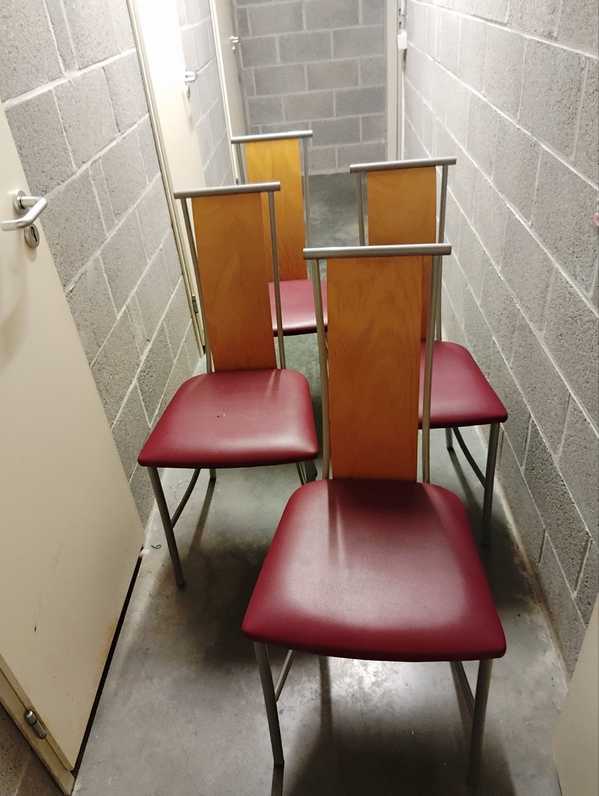 Chaises lot de 4 bois et rouge, Rouge, Enlèvement, Utilisé, Bois