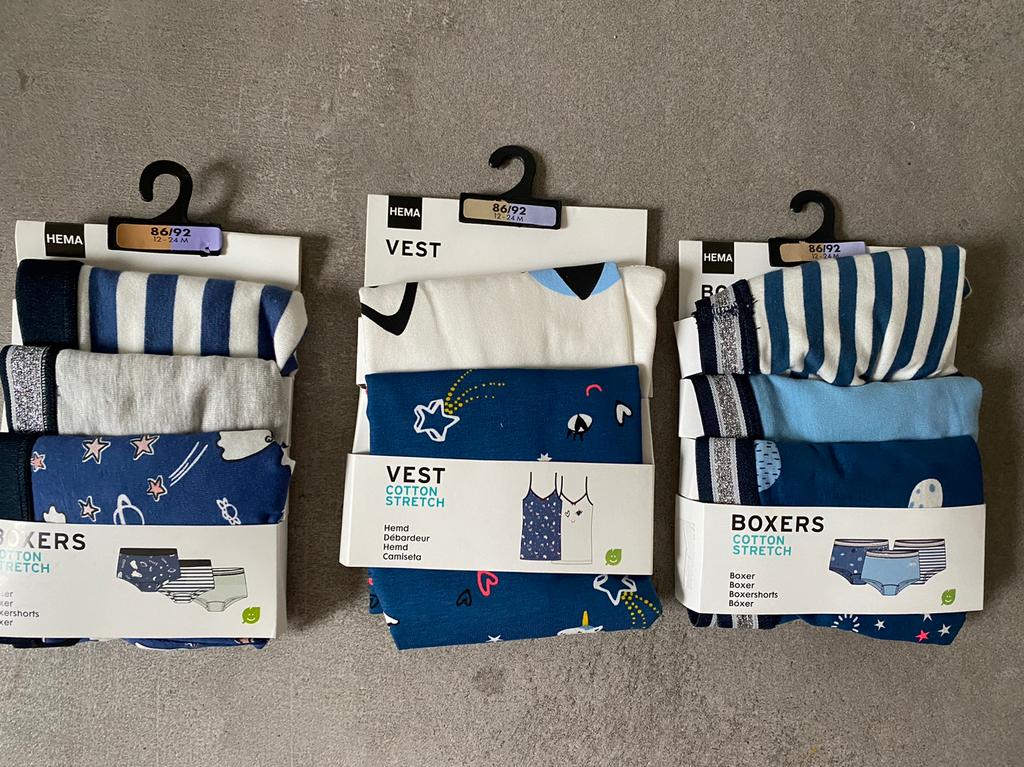 Hema - Set 6 boxers meisje + 2 onderhemdjes. 86/92. Nieuw!, Kinderen en Baby's, Babykleding | Maat 86, Nacht- of Onderkleding