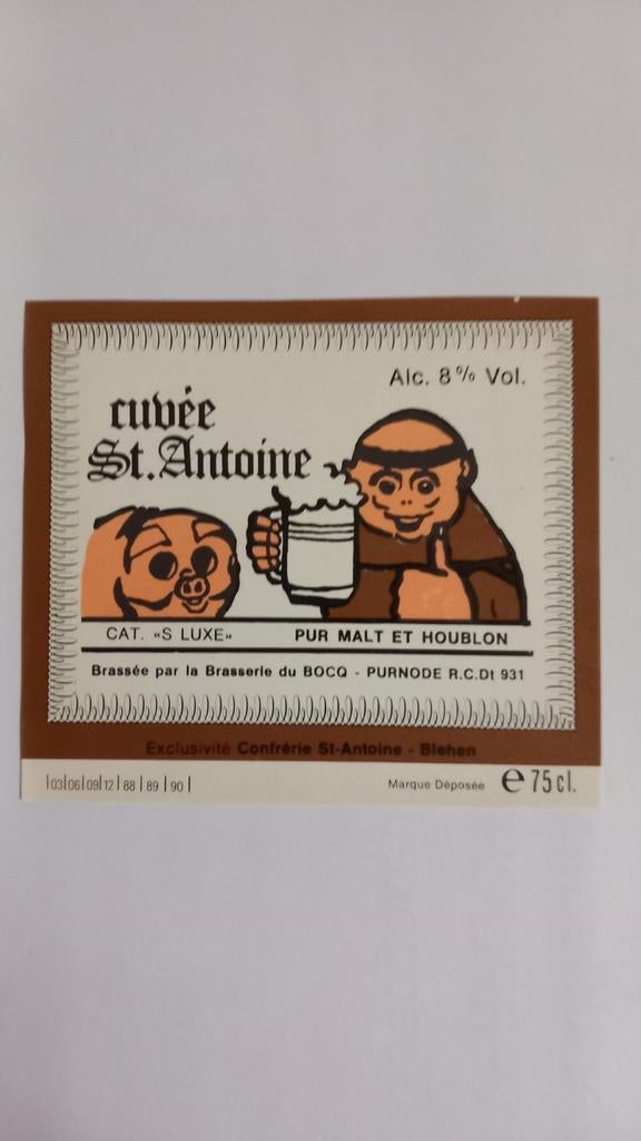 Cuvée de St Antoine, étiquettes (42), Collections, Marques de bière, Enlèvement ou Envoi, Comme neuf