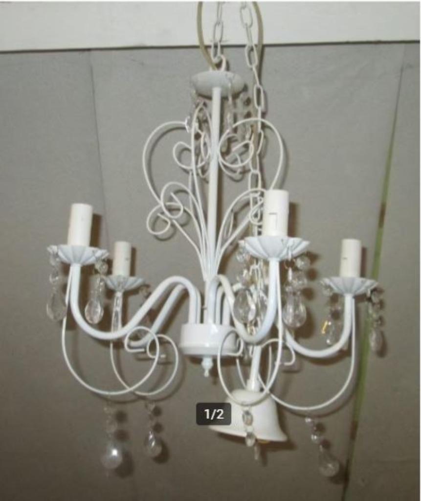 Nieuwe Belletjes Luchter in metaal en glas - 40cm, Ophalen of Verzenden, Zo goed als nieuw, Glas