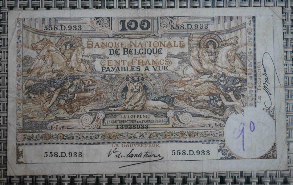Billet 100 Francs Belgique 02.08.14, Enlèvement ou Envoi, Belgique, Série