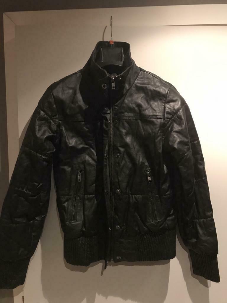 Te koop leder jas, Zwart, Object, Ophalen of Verzenden, Zo goed als nieuw