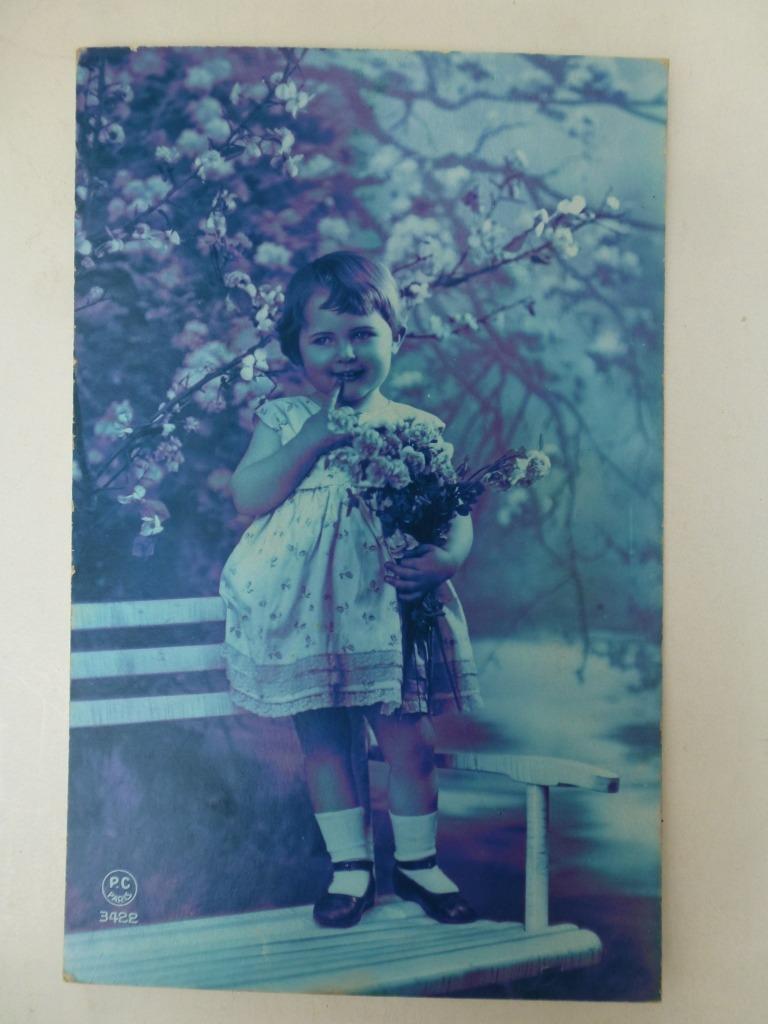 carte postale ancienne photo enfant fille, Envoi, Affranchie, Enfants