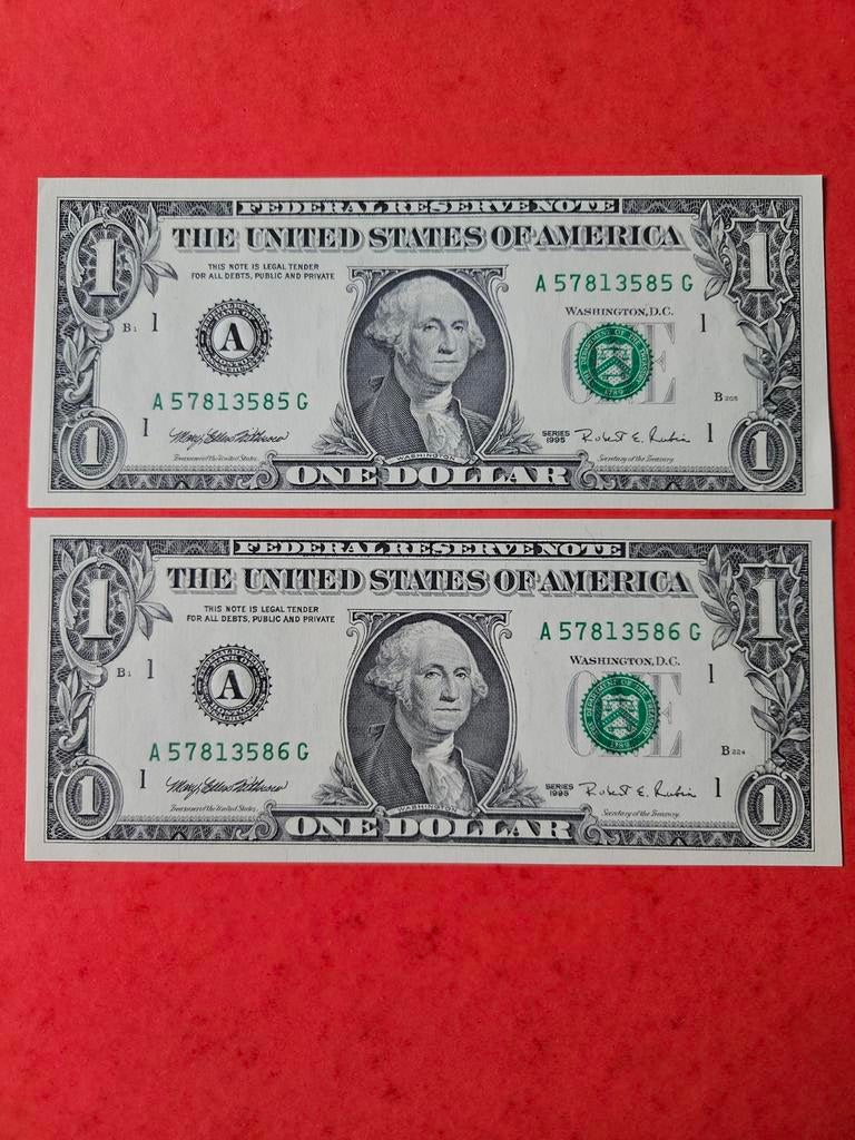 2x 1 dollar USA 1995 jaar set UNC, Ophalen of Verzenden, Noord-Amerika, Setje