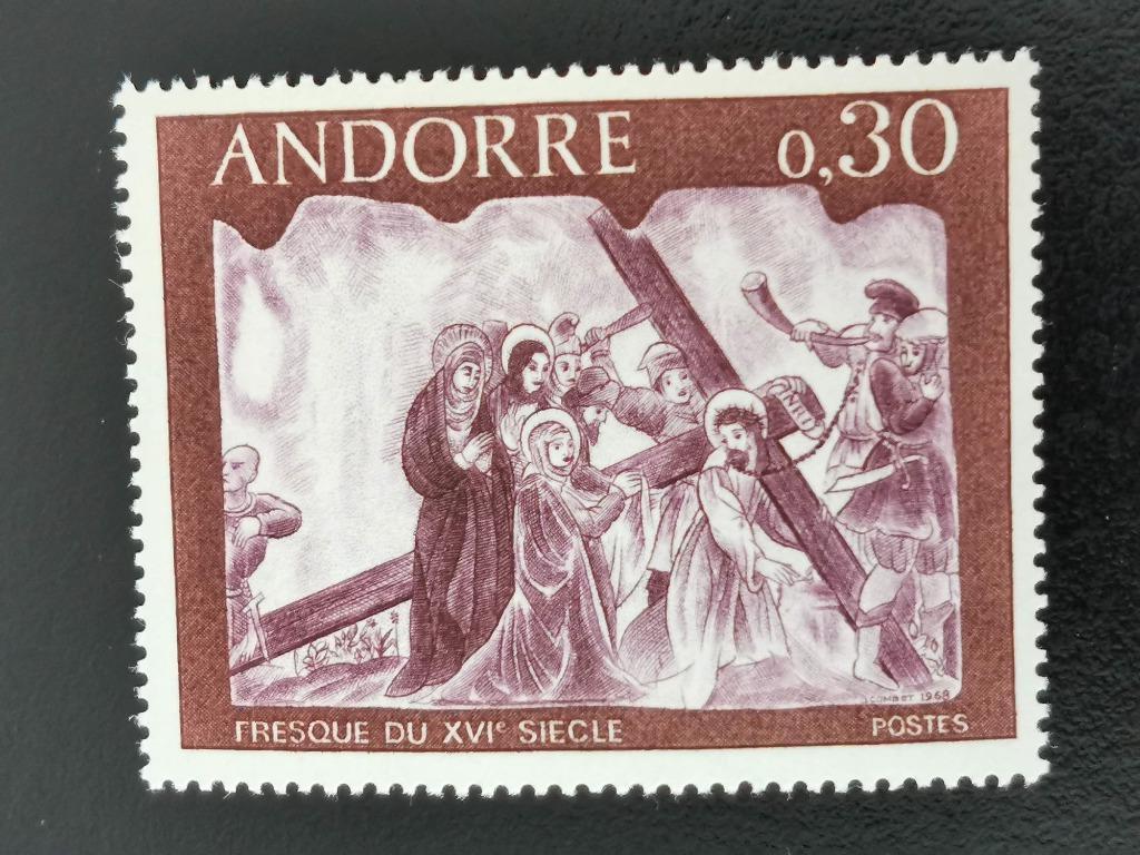 Andorre française 1968 - art - fresques du XVIe siècle, Enlèvement ou Envoi, Non oblitéré