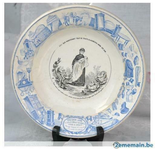 ancienne assiette publicitaire faience épaisse, Enlèvement ou Envoi
