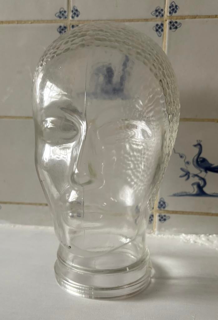 Vintage glazen hoofd (groot formaat), Antiek en Kunst, Ophalen of Verzenden