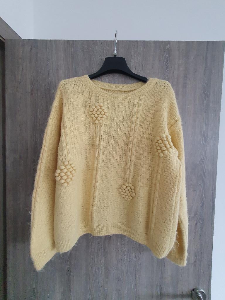 Handgebreide pull medium, Maat 38/40 (M), Geel, Ophalen of Verzenden, Handgemaakt