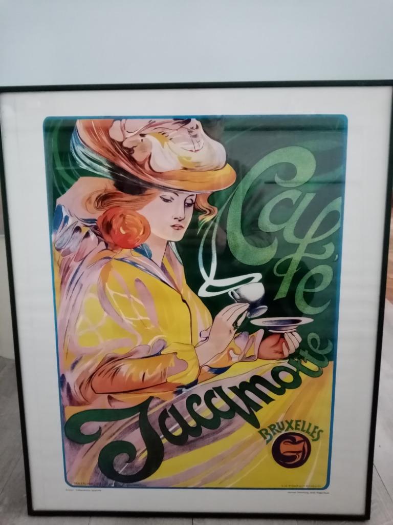 Reproductie kunstposter Jacqmotte door Fernand Toussaint, Ophalen, Met lijst, Deurposter of groter, Rechthoekig Liggend