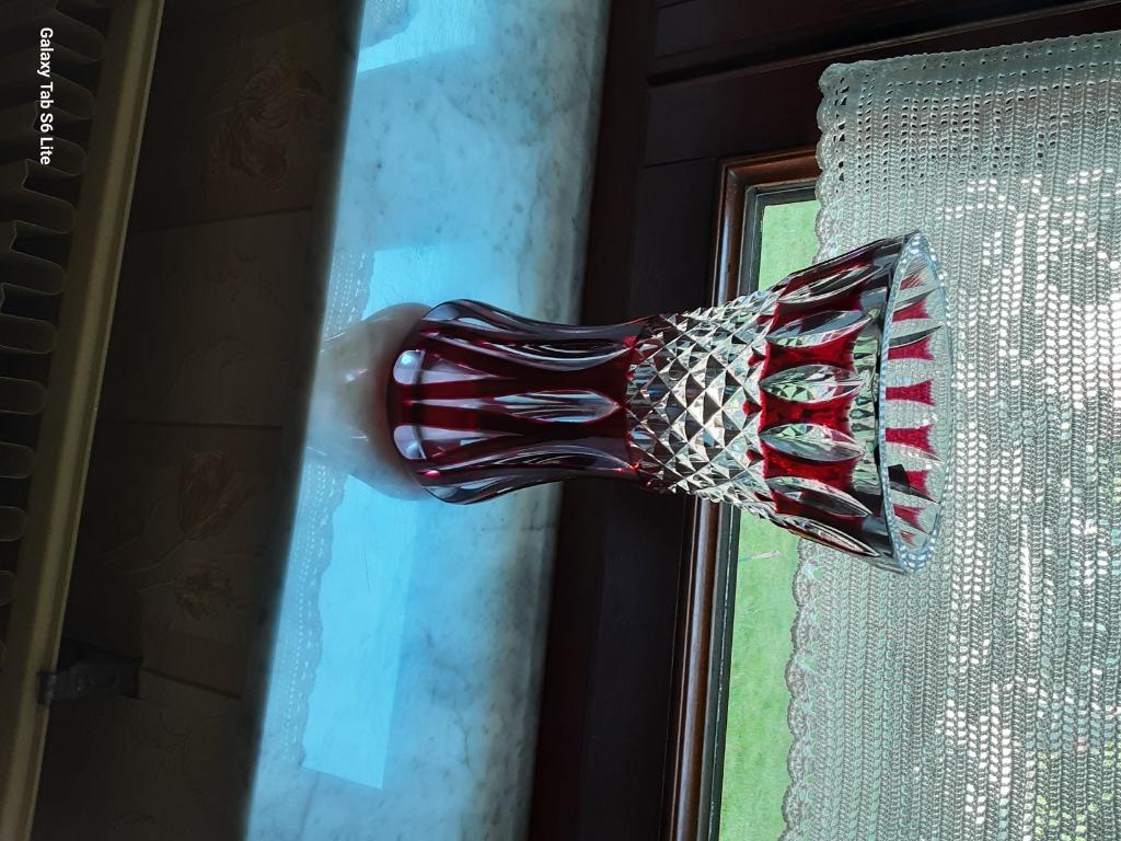 Kristallen gekleurde vaas, Ophalen, Minder dan 50 cm, Rood, Glas