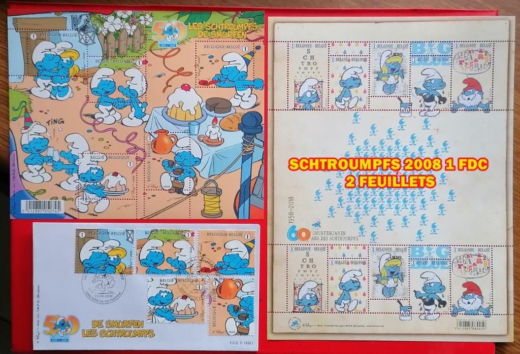 SMURFEN 2008 * 1 FDC * 2 VELLEN, Postzegels en Munten, Ophalen of Verzenden