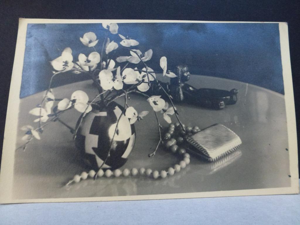 oude prentkaart foto bloemen afgestempeld met zegel 1937, Verzamelen, Postkaarten | Themakaarten, Verzenden, 1920 tot 1940, Gelopen