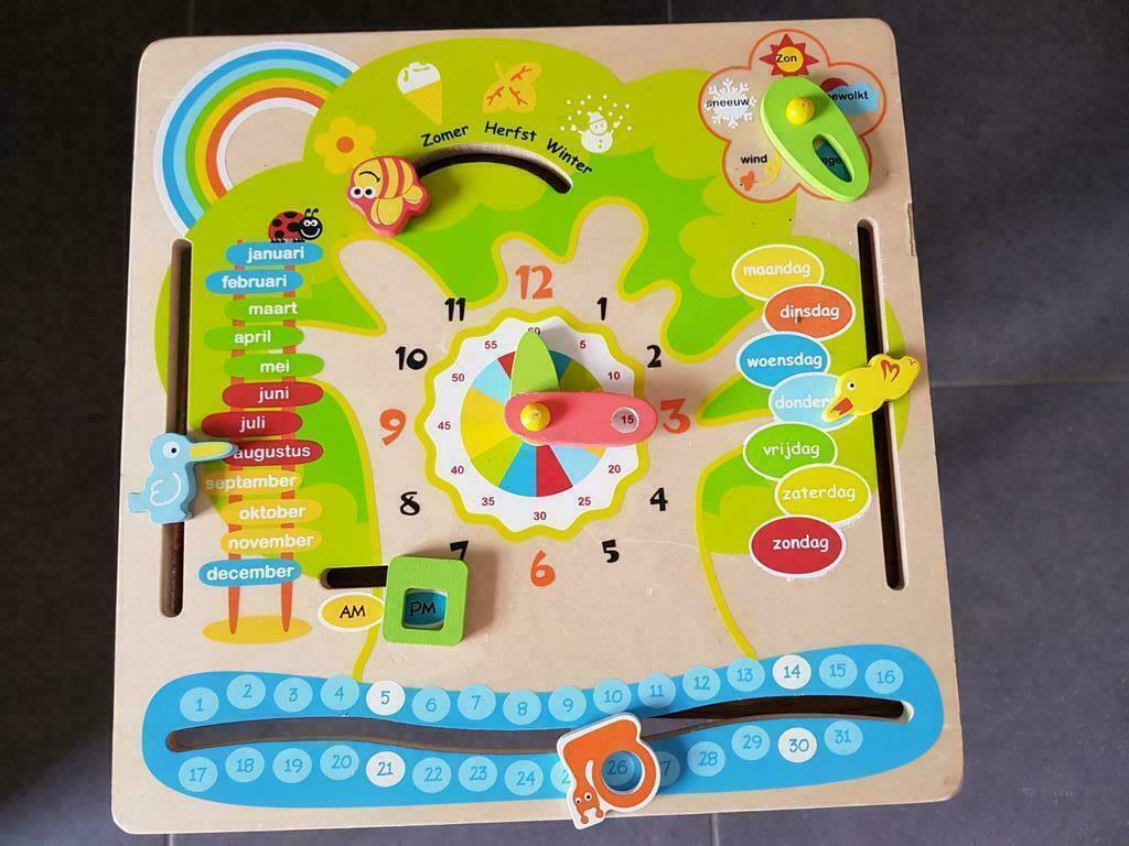 houten bord met seizoenen, dagen, uur, ..., Enlèvement, Comme neuf