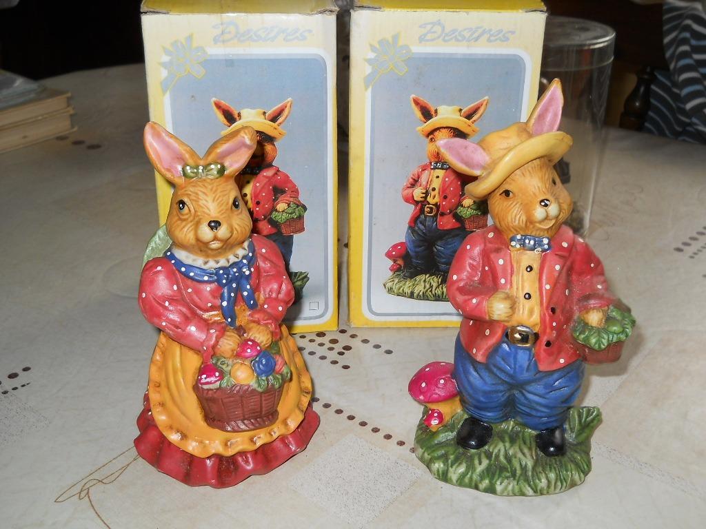 2 leuke konijnen beeldjes, Ophalen of Verzenden, Gebruikt, Overige typen