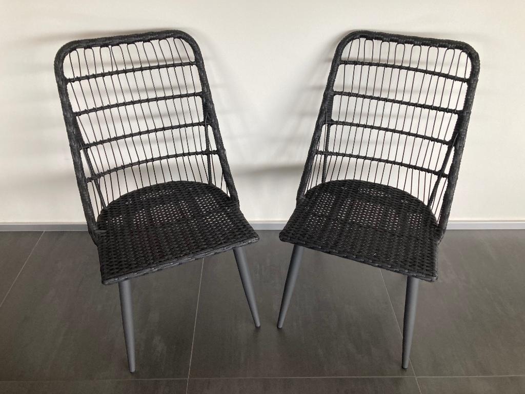 Set van 2 nieuwe terrasstoelen in anthraciet kleur, Ophalen, Nieuw, Textileen