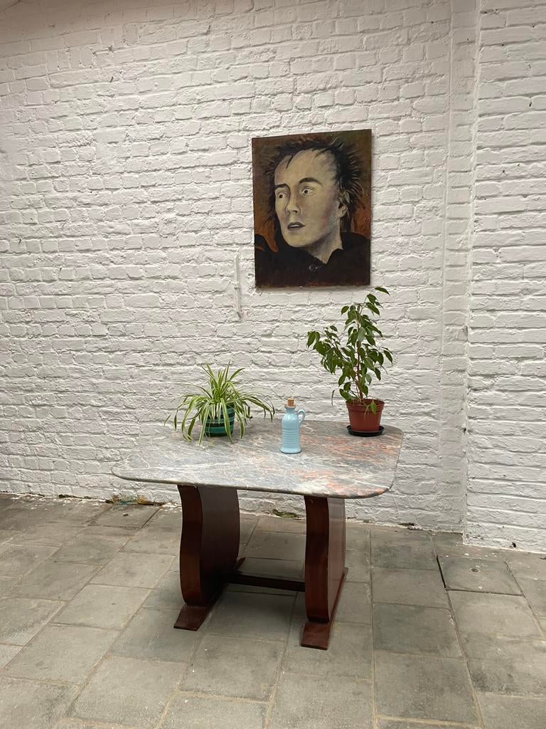 Bijzettafel met blad natuursteen vintage, Huis en Inrichting, Ophalen, Overige materialen, Zo goed als nieuw, 75 cm of meer