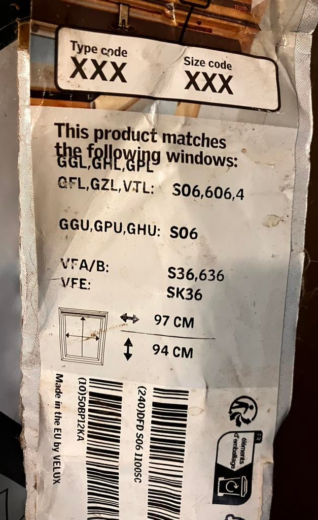 Vervangstukken Velux gordijn GGU, GPU,GHU: S06, Ophalen, Gebruikt, Wit, 50 tot 100 cm