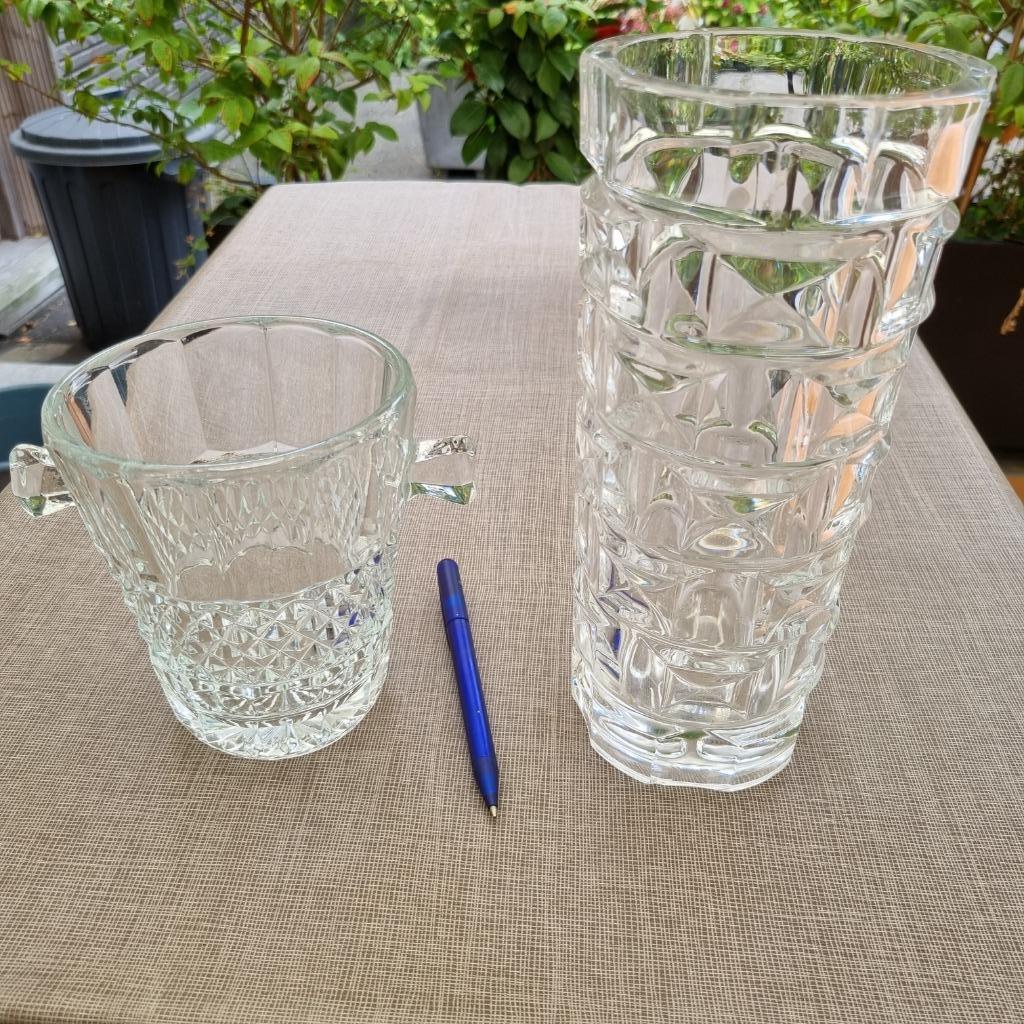 Kristallen vaas en kleine kristallen ijsemmer, Antiek en Kunst, Ophalen of Verzenden