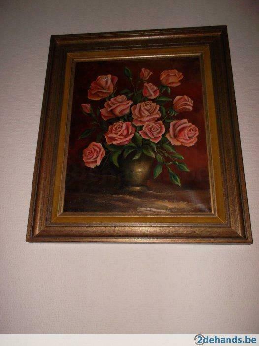 frans de groote anzegem bloemen 38 op 48 cm, Antiek en Kunst, Kunst | Schilderijen | Modern