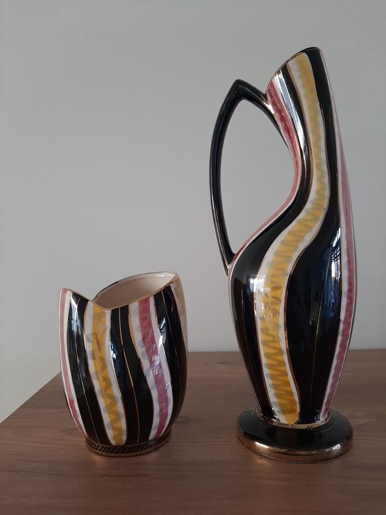 1950, 2 vases en céramique H.BEQUET de Quaregnon, Antiquités & Art, Art | Objets design, Enlèvement ou Envoi
