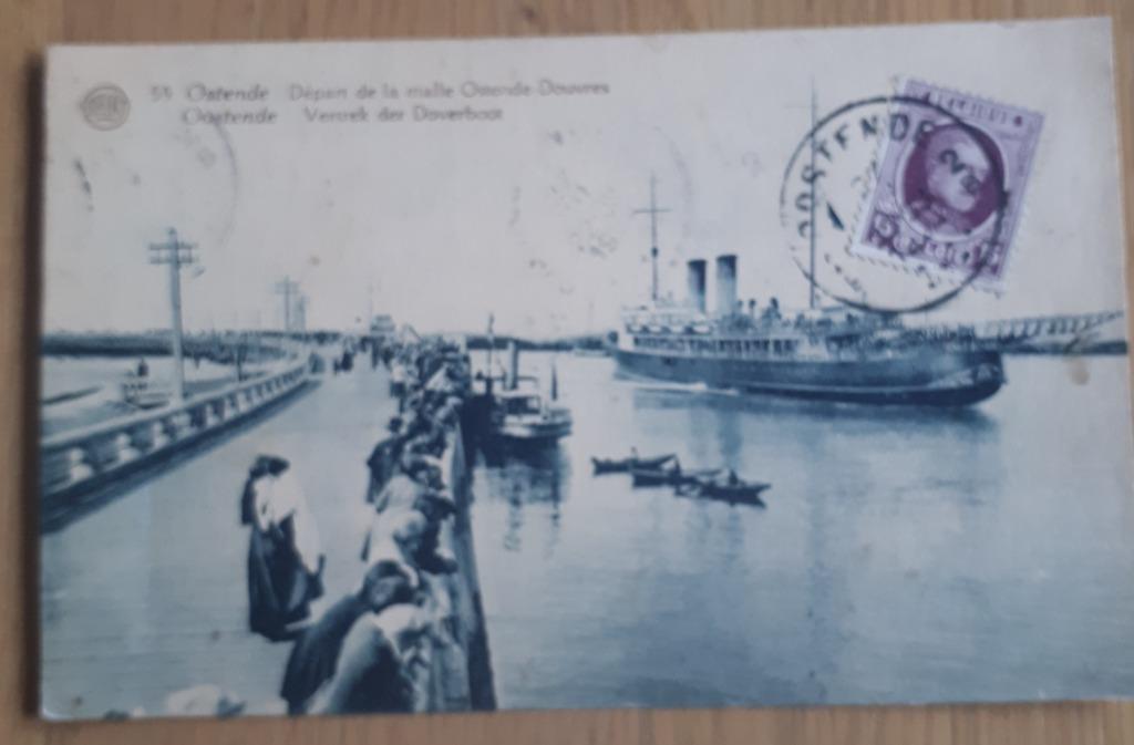 CARTE POSTALE OSTENDE 1924 : DÉPART DE LA DESCENTE EN BATEAU, Envoi, 1920 à 1940, Affranchie, Flandre Occidentale